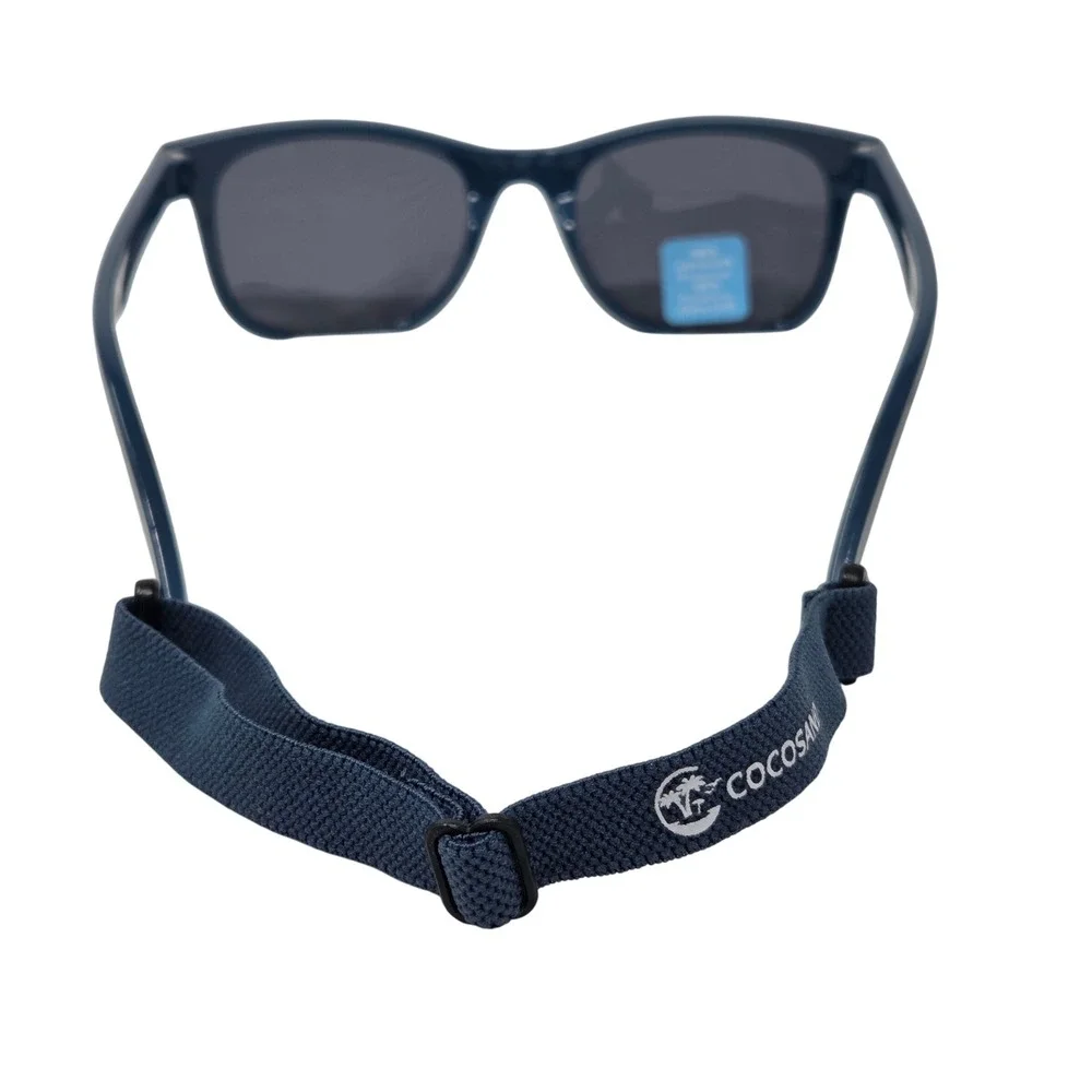 COCOSAND Kids Sunglasses Blue Frames with Adjustable Strap UV Protective Eyewear